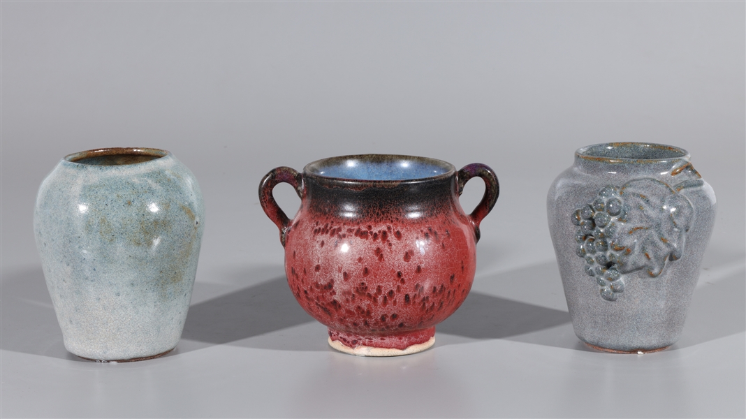 Three glazed Chinese ceramic vases,