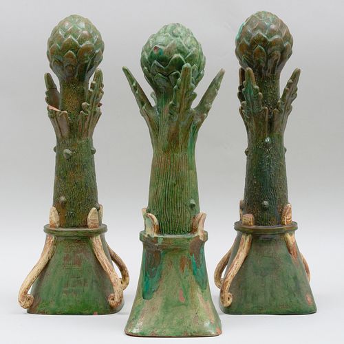 THREE GLAZED EARTHENWARE MODELS