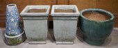 THREE GLAZED POTTERY JARDINERE