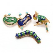 THREE GOLD AND ENAMEL WHIMSICA