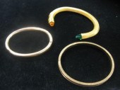Three "gold" bracelets    Two