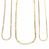 THREE GOLD CHAIN NECKLACES To