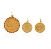 THREE GOLD CHINESE BULLION PAN