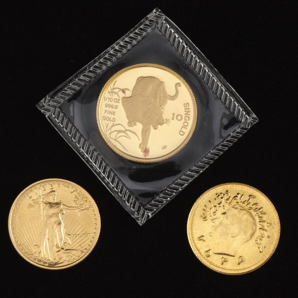 THREE GOLD COINS   1/10 oz $5