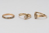 THREE GOLD & DIAMOND RINGSIncl