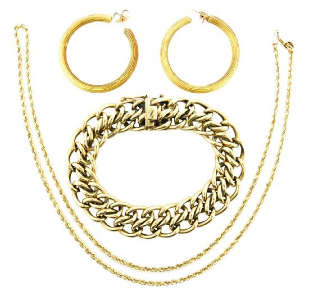 THREE GOLD ITEMS: 14K YELLOW GOLD