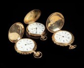 THREE GOLD POCKET WATCHESThree
