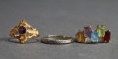 THREE GOLD RINGS 18K: 1.3 DWT;
