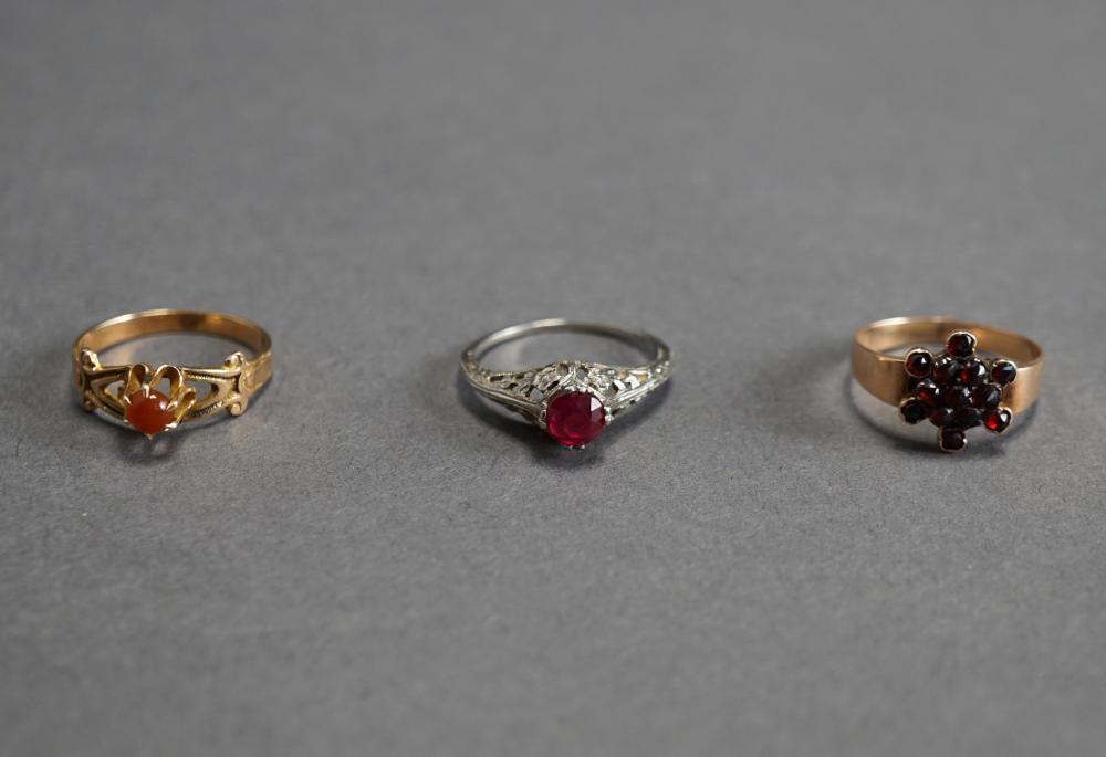 THREE GOLD RINGS, INCLUDING TWO