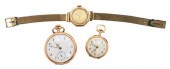 THREE GOLD WATCHES, TO INCLUDE