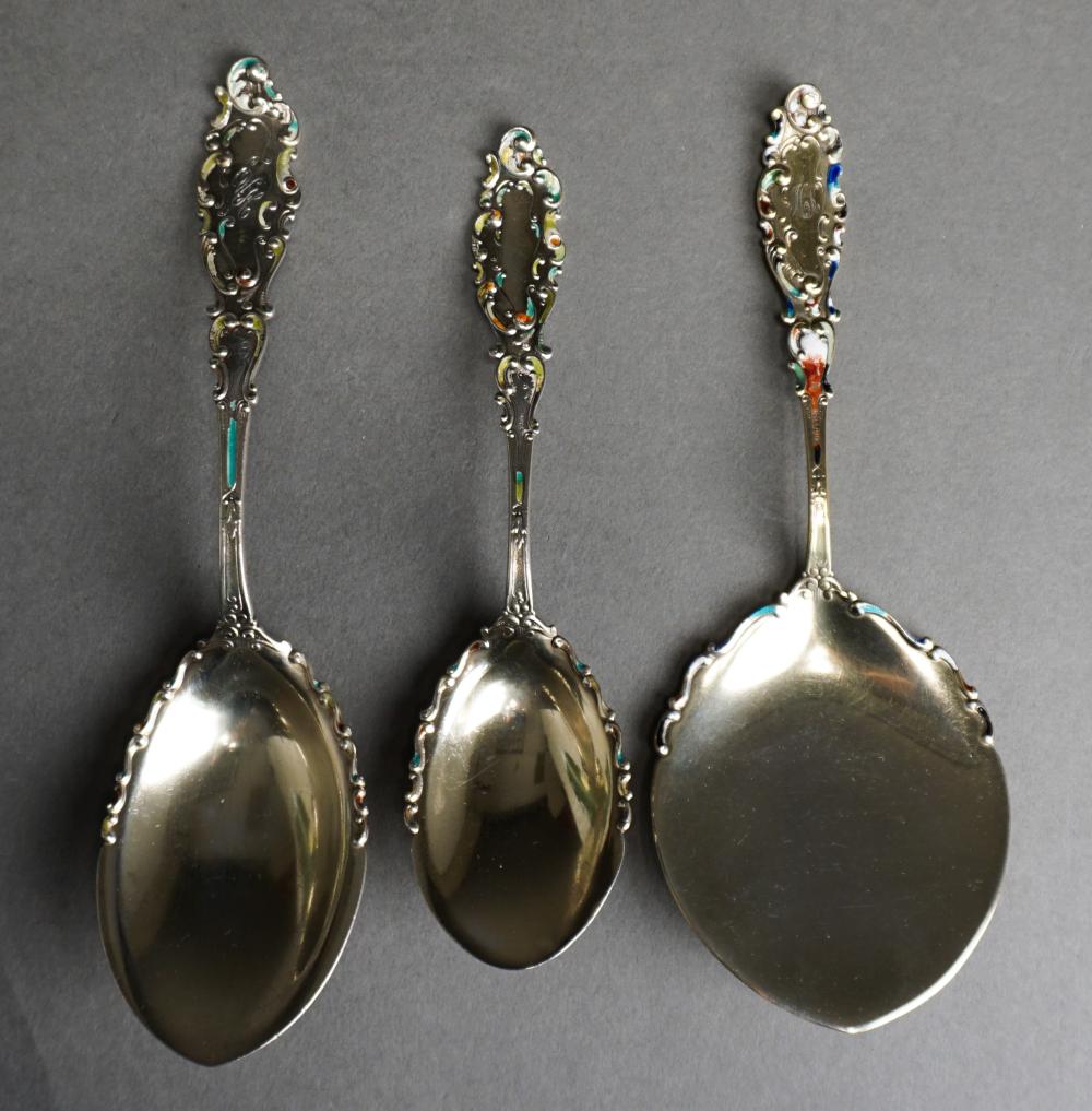 THREE GORHAM PARTIALLY ENAMELED
