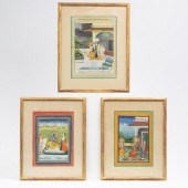 THREE GOUACHE KRISHNA PAINTING