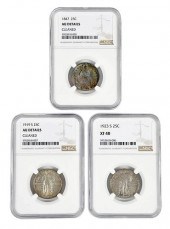 THREE GRADED QUARTERS1847 seat