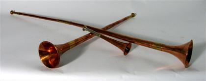 Three graduated copper and brass