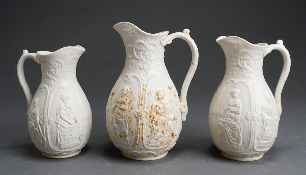 THREE GRADUATED STAFFORDSHIRE WHITE