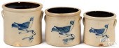 THREE GRADUATED STONEWARE CROC