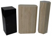 THREE GRANITE PEDESTALS, ONE W