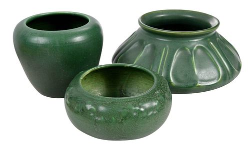 THREE GREEN GLAZED HAMPSHIRE