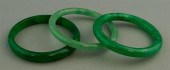 THREE GREEN JADE BANGLE BRACEL