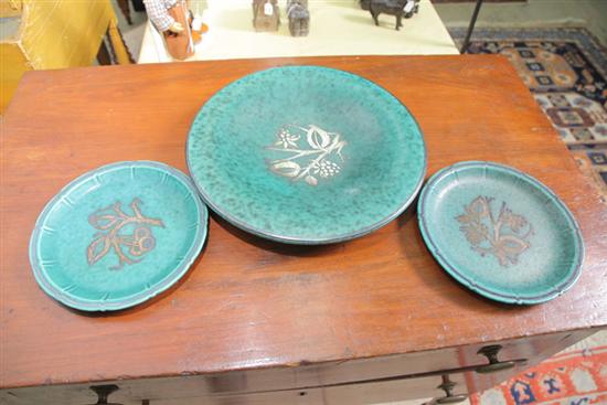 THREE GUSTAVSBERG PLATES. Two