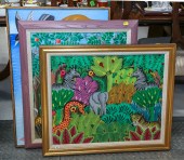 THREE HAITIAN JUNGLE SCENE PAI