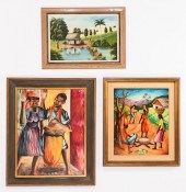 THREE HAITIAN PAINTINGSThree (
