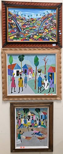 THREE HAITIAN SCHOOL PAINTINGS,