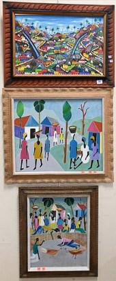 THREE HAITIAN SCHOOL PAINTINGS