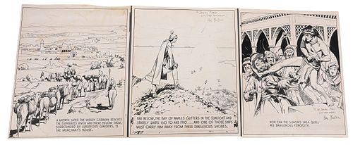 THREE HAL FOSTER PEN AND INK ON