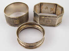 Three hallmarked silver napkin
