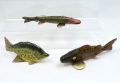 THREE HAND-CARVED AND PAINTED