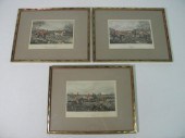 Three hand colored hunt scene