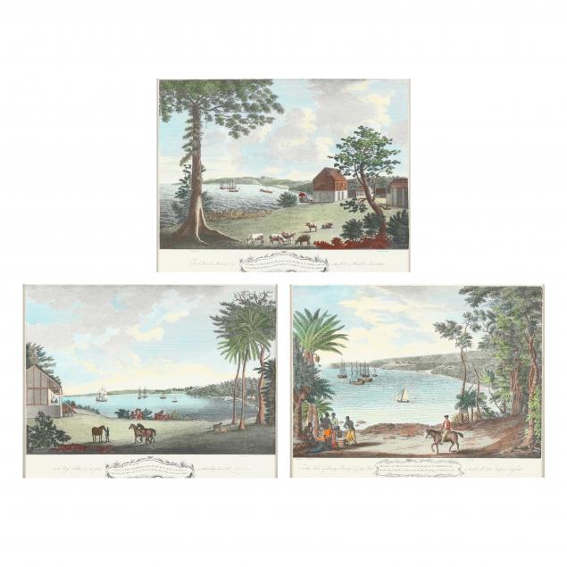 THREE HAND-COLORED PRINTS OF