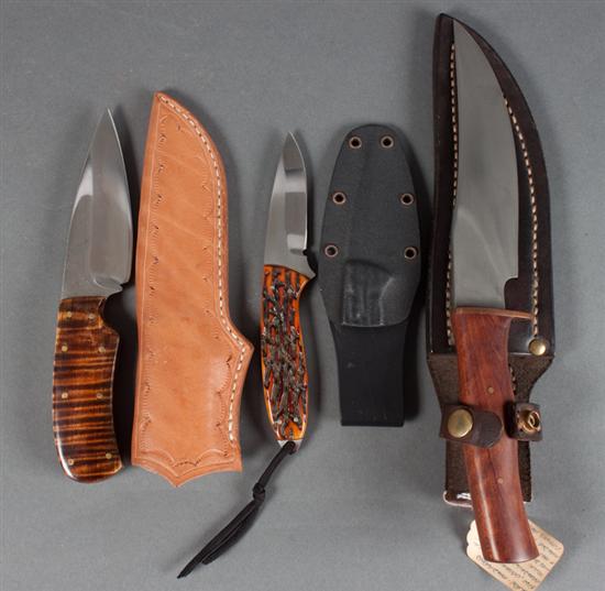 Three hand-crafted hunting knives