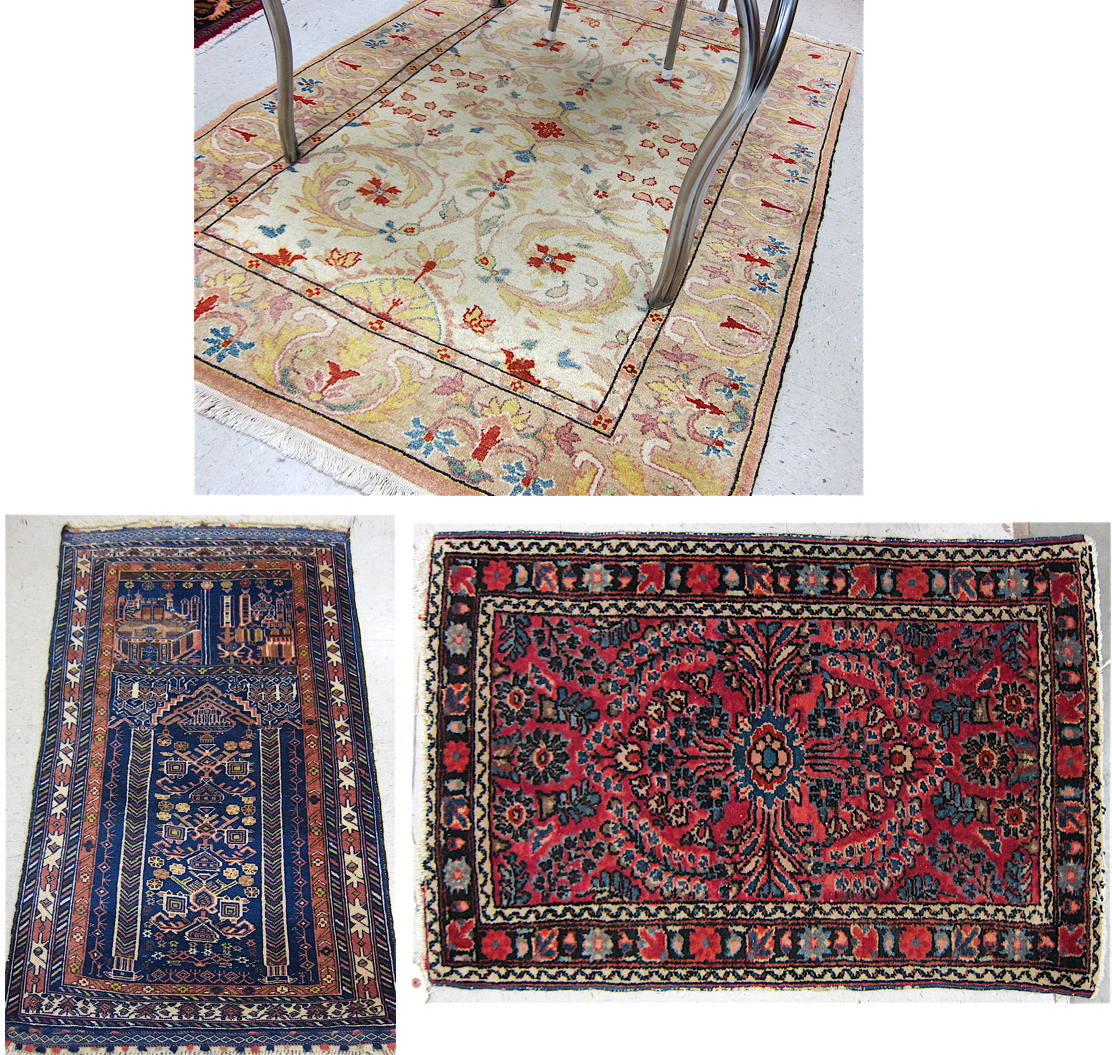 THREE HAND KNOTTED ORIENTAL AREA