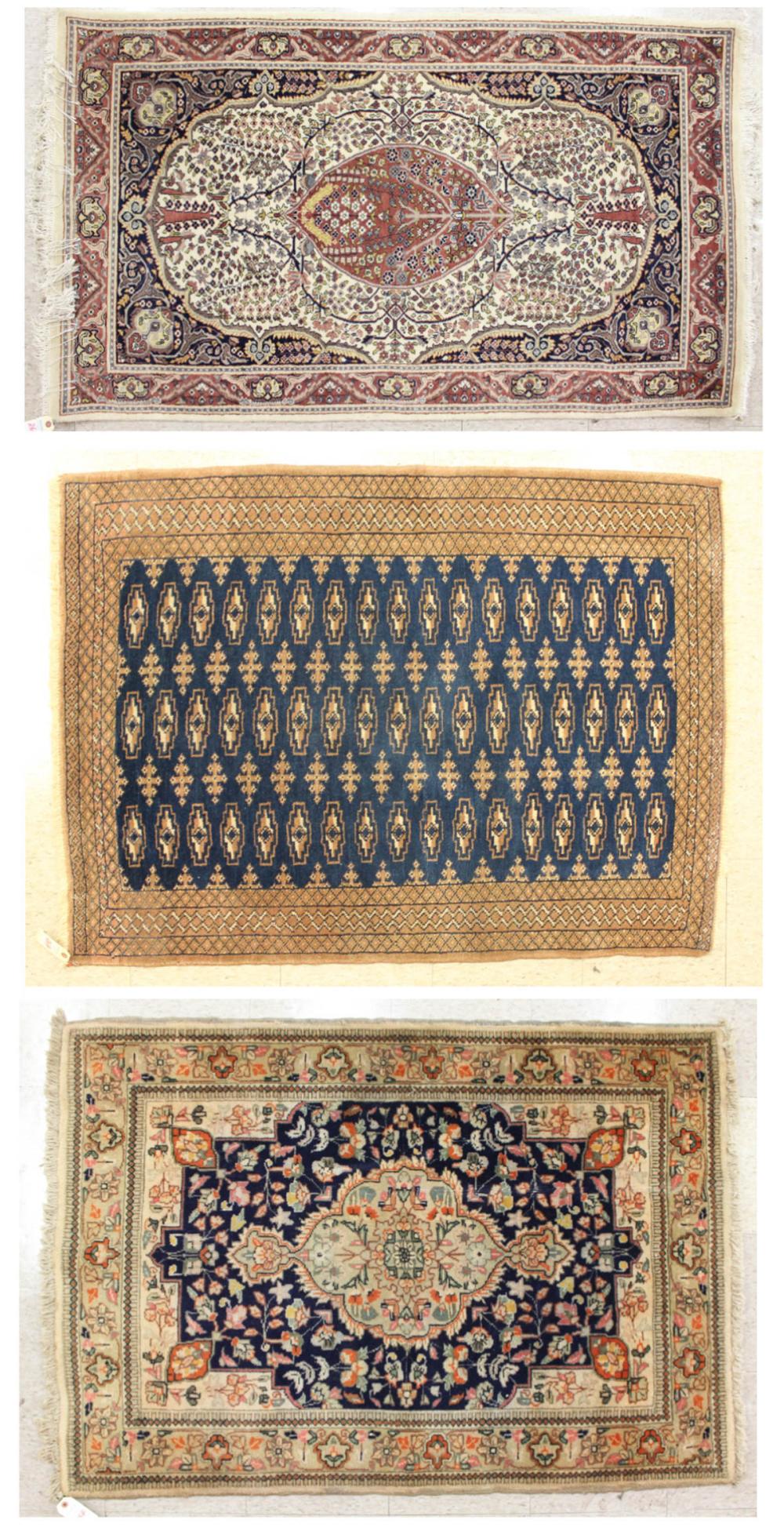 THREE HAND KNOTTED ORIENTAL AREA