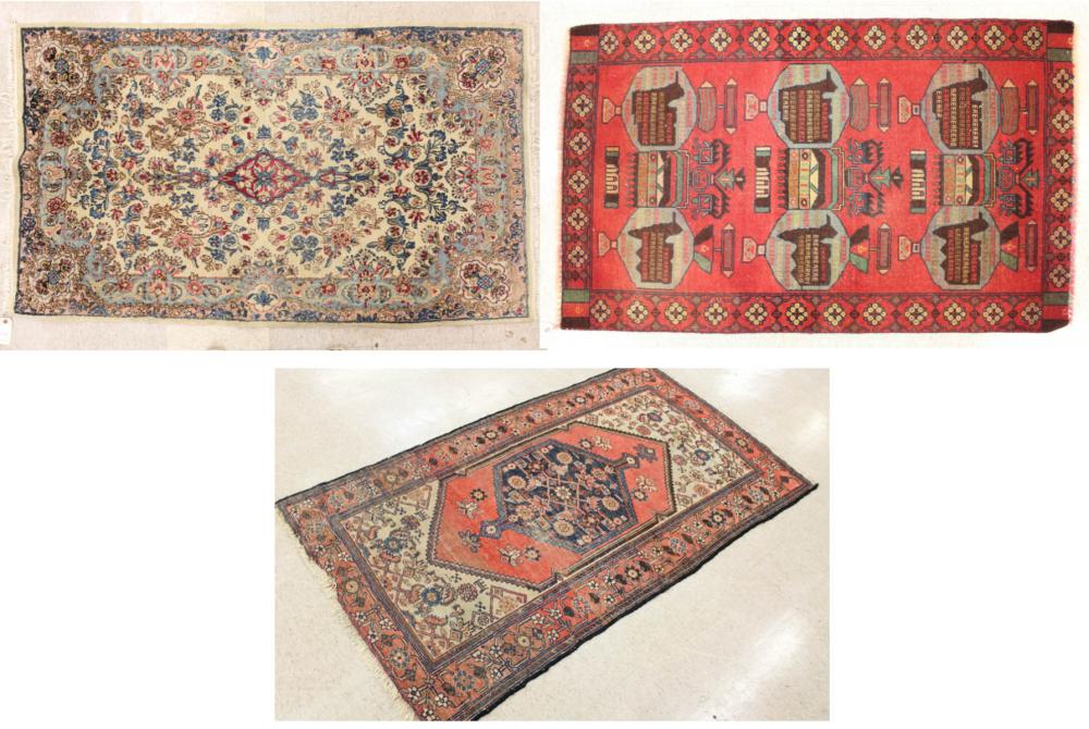 THREE HAND KNOTTED ORIENTAL AREA