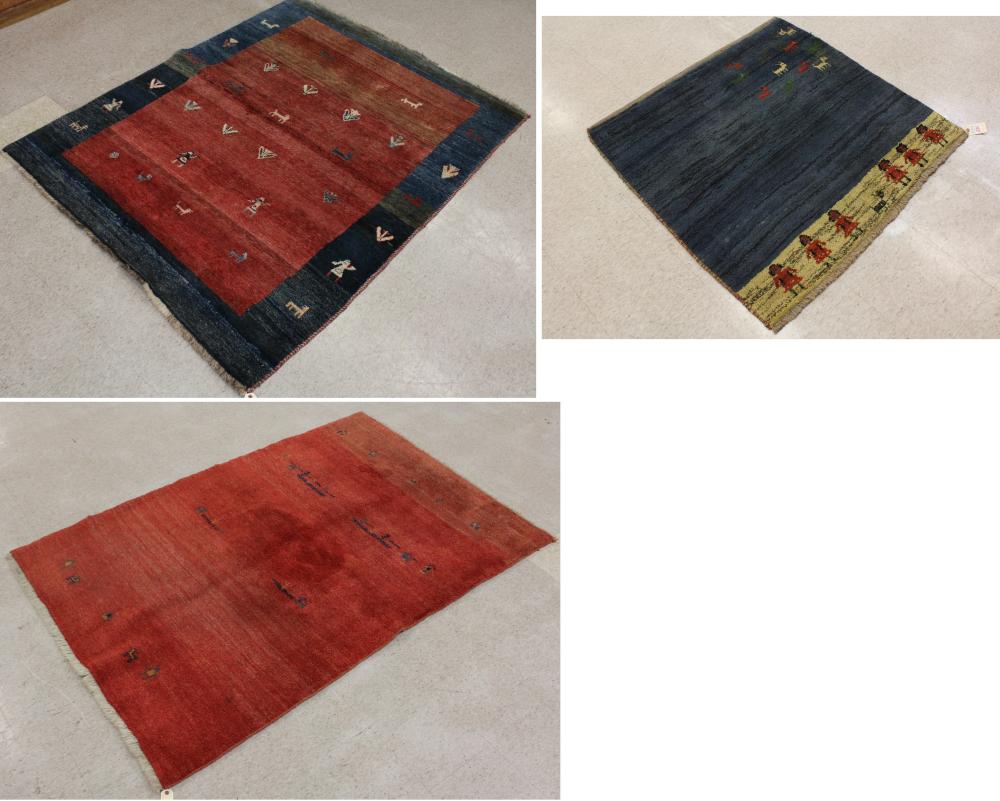 THREE HAND KNOTTED PERSIAN GABBEH