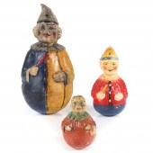 THREE HAND-PAINTED PAPER MACHE