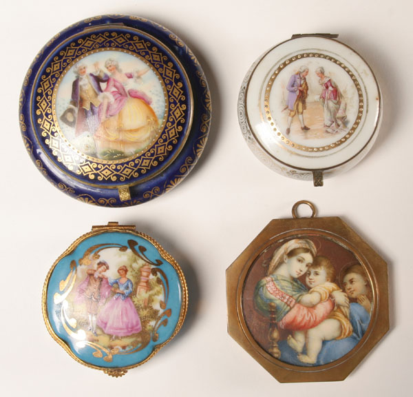 Three hand painted porcelain boxes,