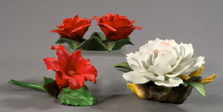 Three Hand-Painted Porcelain Floral