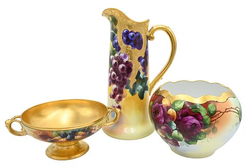 THREE HAND PAINTED PORCELAIN