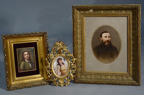 THREE HAND PAINTED PORCELAIN