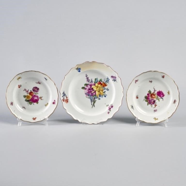 THREE HAND-PAINTED PORCELAIN