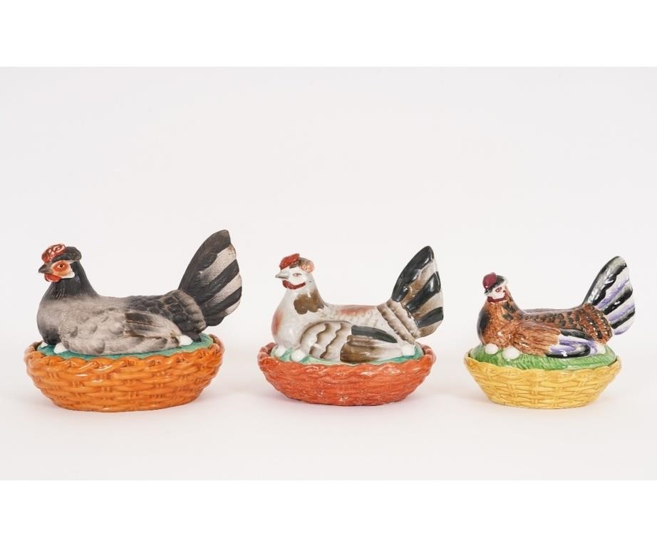 Three hand-painted Staffordshire