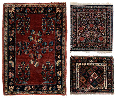 Three hand-woven mats: one