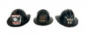 THREE HARD PLASTIC FIRE HELMET