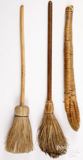 THREE HEARTH BROOMS, 19TH/20TH