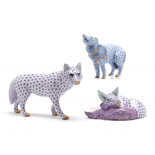 THREE HEREND ANIMAL FIGURINES A
