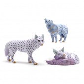 THREE HEREND ANIMAL FIGURINES